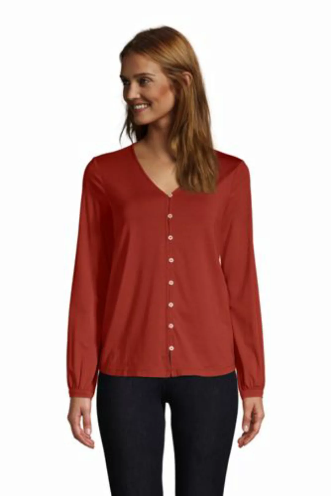 Bluse aus Baumwoll/Modalmix, Damen, Größe: XS Normal, Rot, by Lands' End, S günstig online kaufen