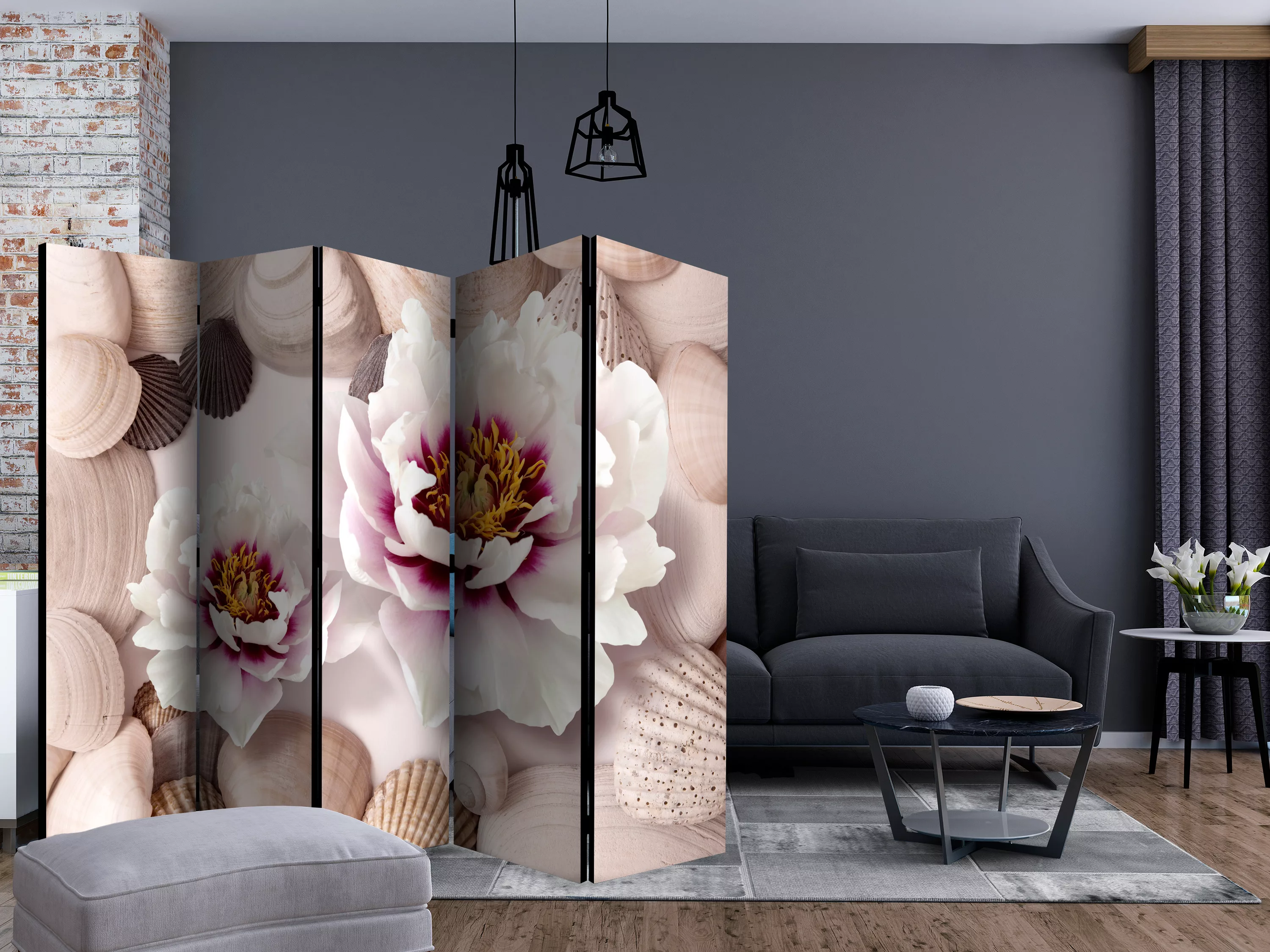 5-teiliges Paravent - Flowers And Shells Ii [room Dividers] günstig online kaufen