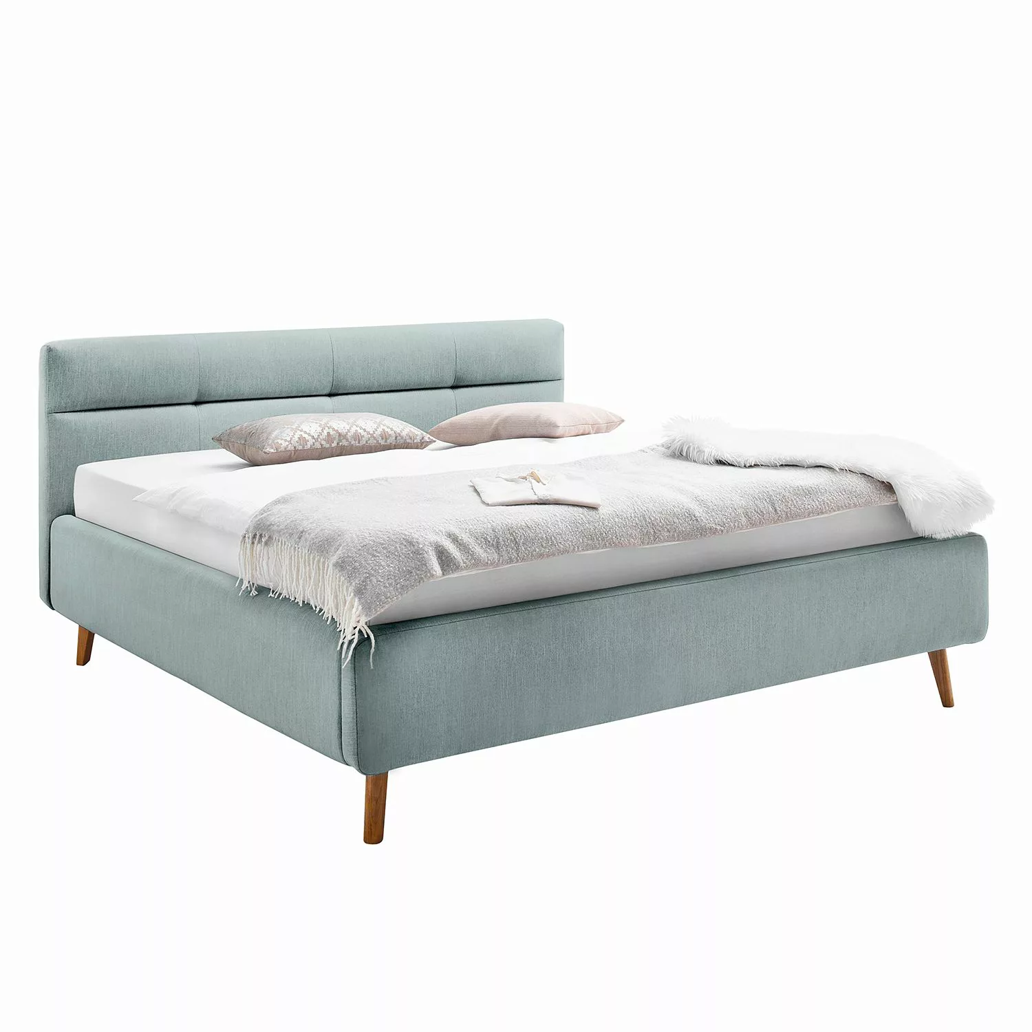 home24 meise.möbel Polsterbett Lotte 160x200 cm Webstoff Eisblau mit Bettkä günstig online kaufen