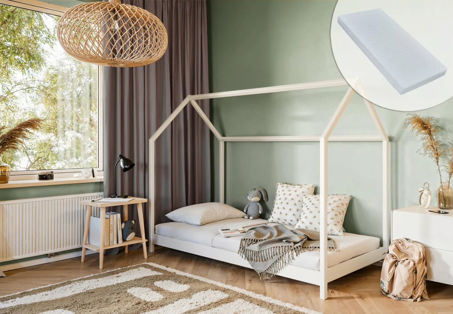 Kids Collective Hausbett Kinderbett 90x200 cm Bett mit Lattenrost Bed Kinde günstig online kaufen