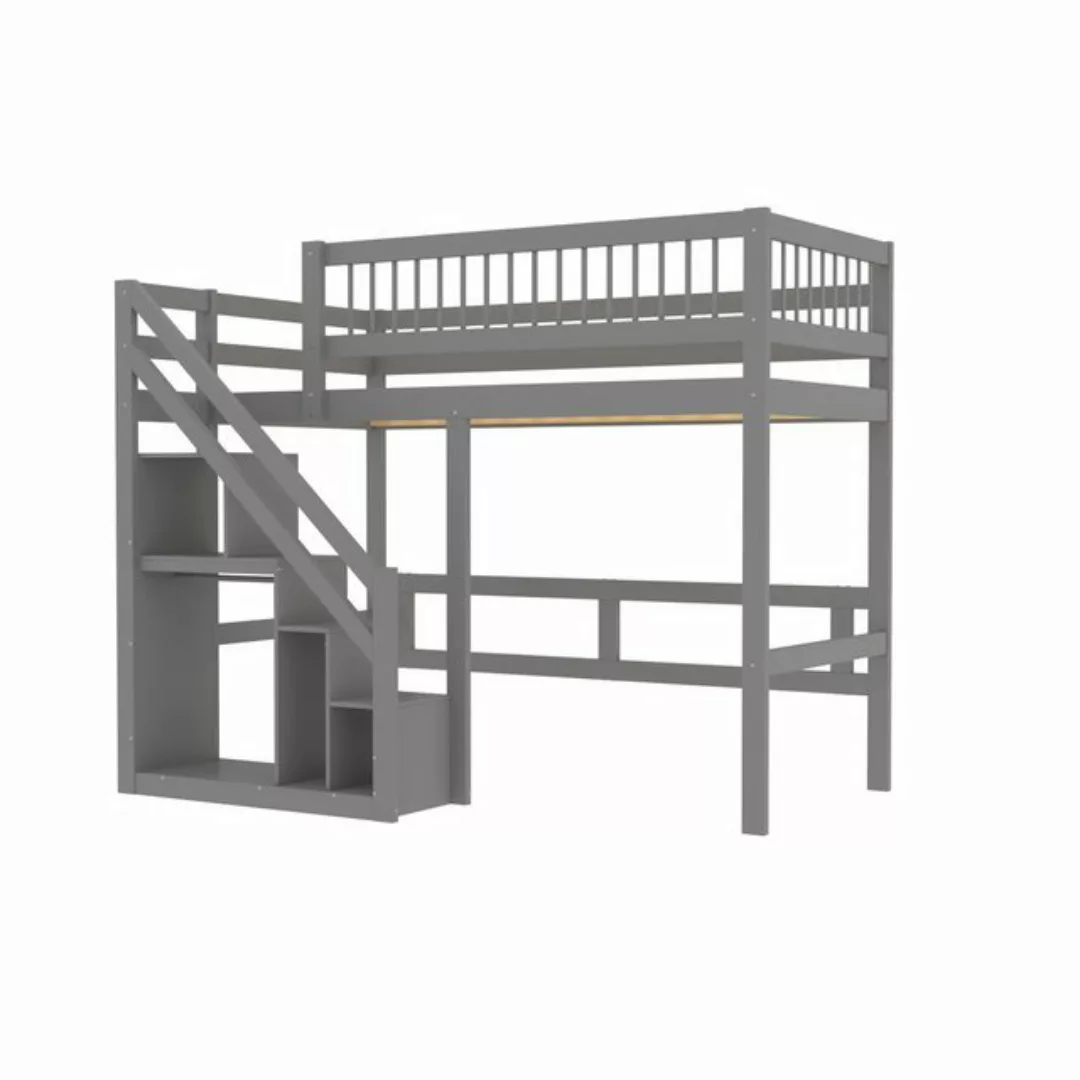 REDOM Etagenbett Kinderbett, Jugendbett, Holzbett, Einzelbett (Treppe mit A günstig online kaufen