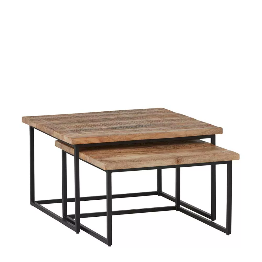 Wohnzimmer Tisch Set Factory aus Massivholz Metall (zweiteilig) günstig online kaufen