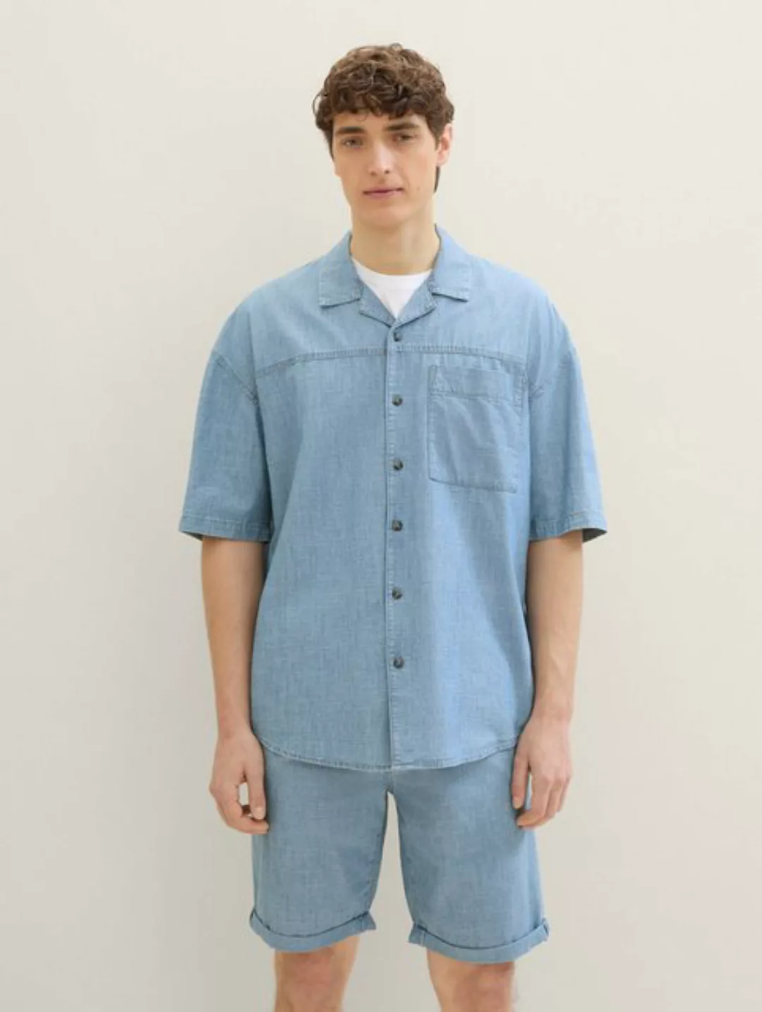 TOM TAILOR Denim Kurzarmhemd Oversized Chambray Kurzarmhemd günstig online kaufen