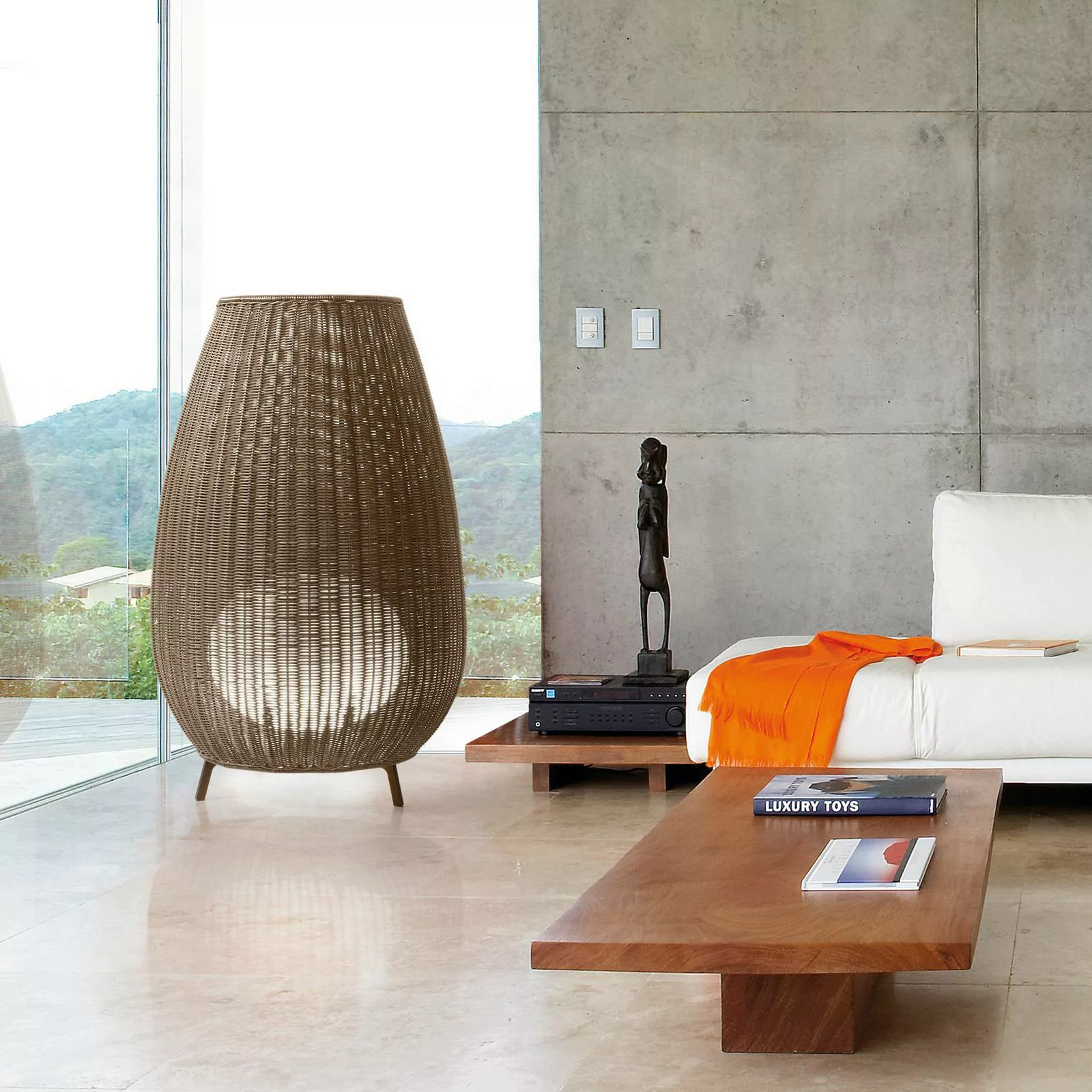 Bover LED-Terrassenleuchte Amphora, 123 cm grafitbraun/braun günstig online kaufen