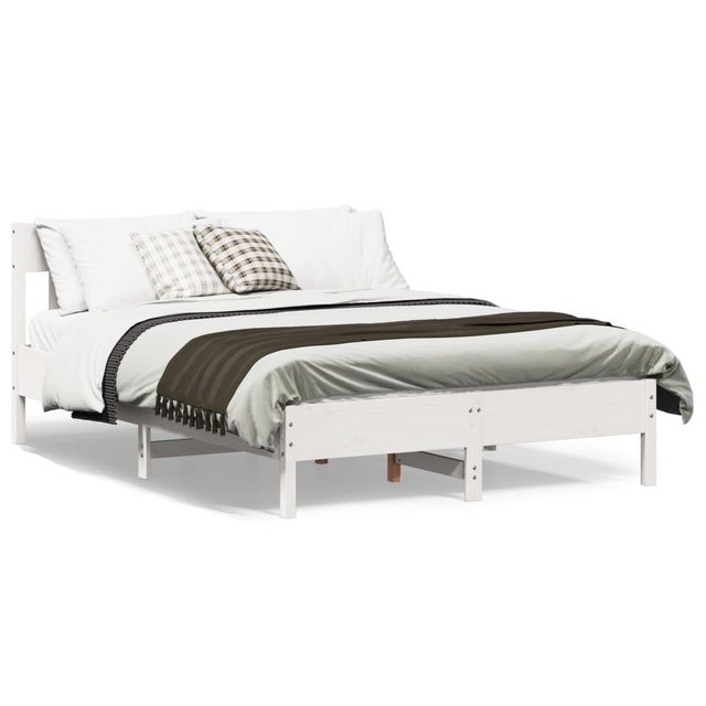 vidaXL Bettgestell Massivholzbett mit Kopfteil Weiß 120x190 cm Kiefer Bett günstig online kaufen