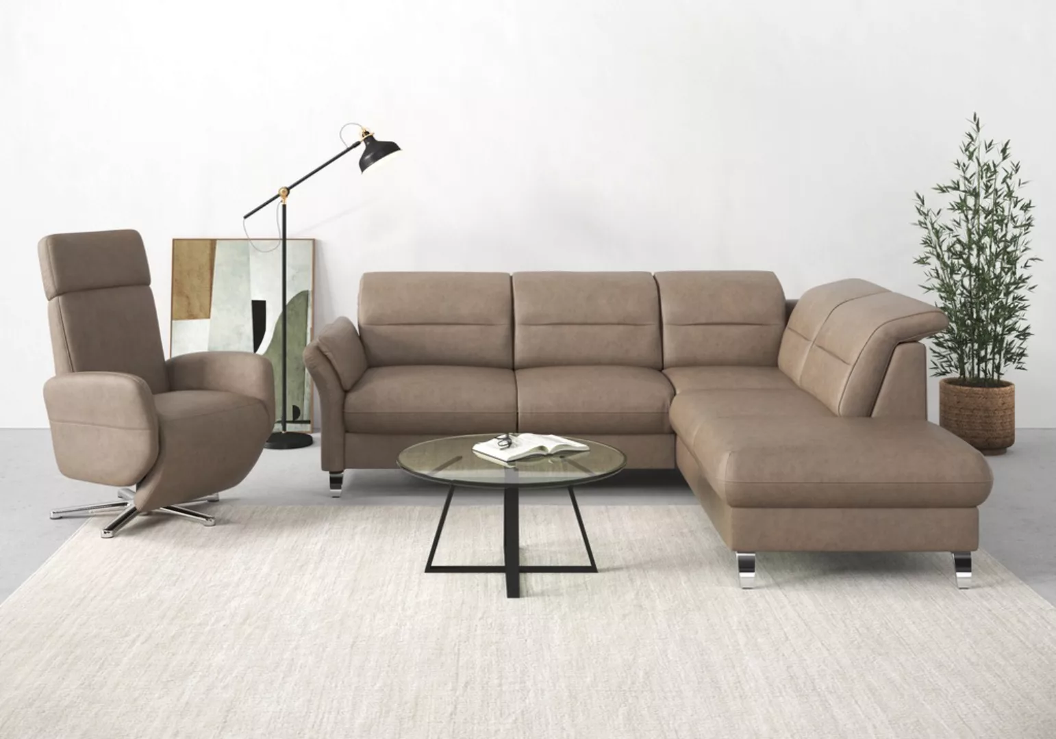 sit&more Ecksofa Grenoble L-Form mit Federkern, wahlweise mit Bettfunktion, günstig online kaufen