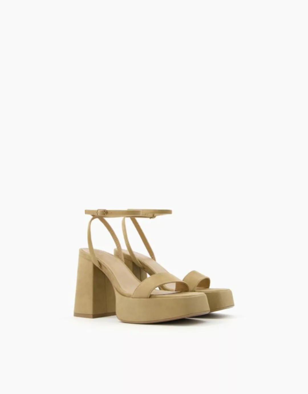 Bershka Absatzsandalen Mit Plateau Damen 37 Sandfarbe günstig online kaufen