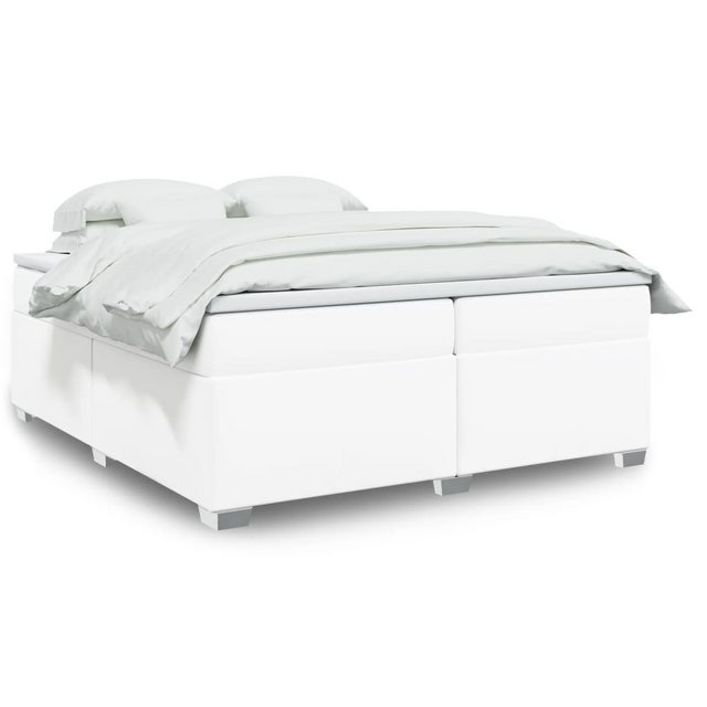 furnicato Bettgestell Boxspringbett mit Matratze Weiß 200x200 cm Kunstleder günstig online kaufen