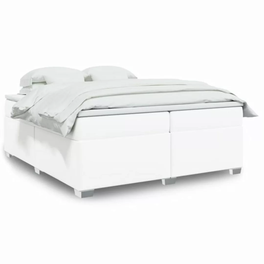 vidaXL Boxspringbett, Boxspringbett mit Matratze Weiß 200x200 cm Kunstleder günstig online kaufen