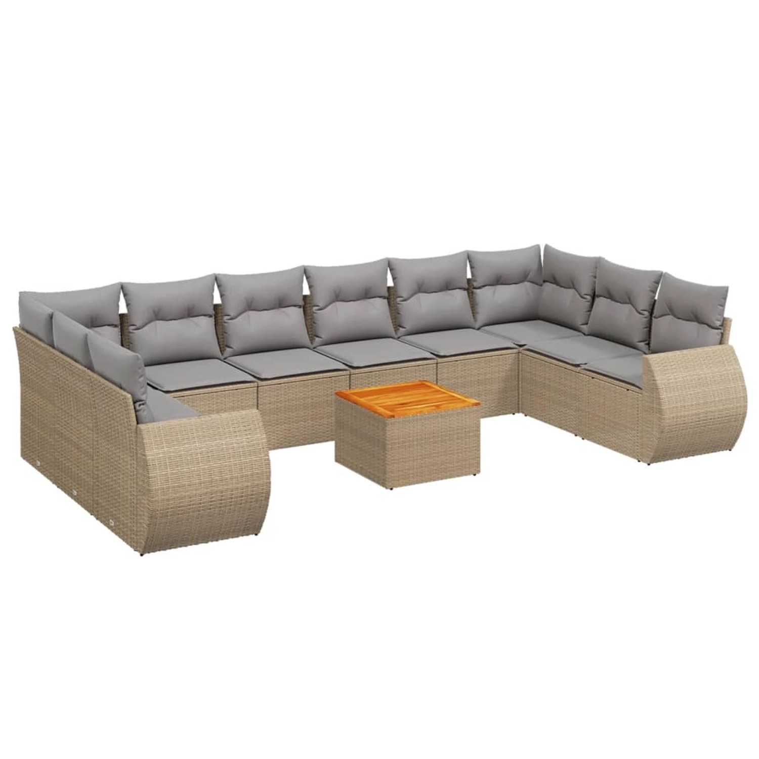vidaXL 11-Tlg Garten-Sofagarnitur mit Kissen Beige Poly Rattan 3257508 günstig online kaufen
