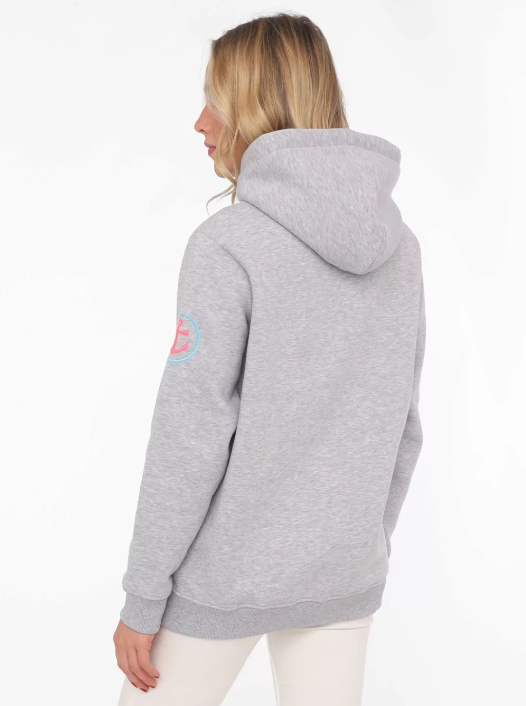 Zwillingsherz Sweatshirt mit aufgesticktem „Moin“-Schriftzug in Neonfarben günstig online kaufen