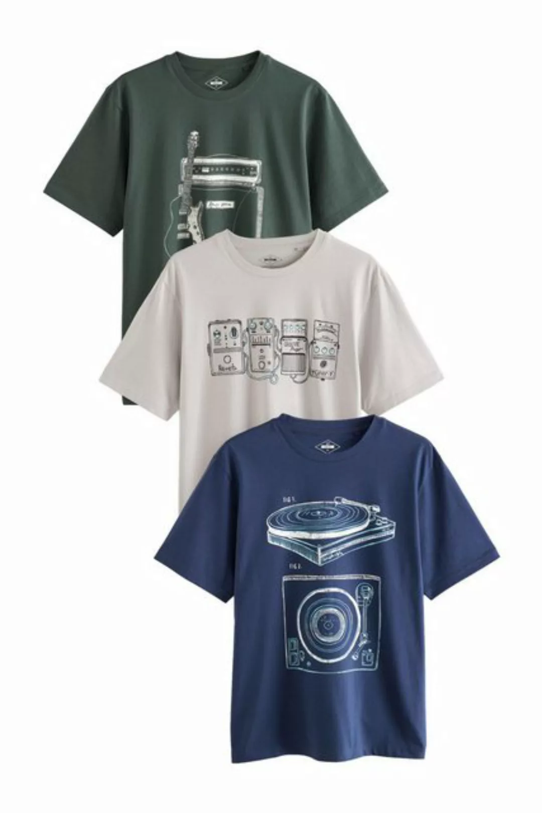 Next Print-Shirt T-Shirts mit Rockbands, 3er-Pack (3-tlg) günstig online kaufen