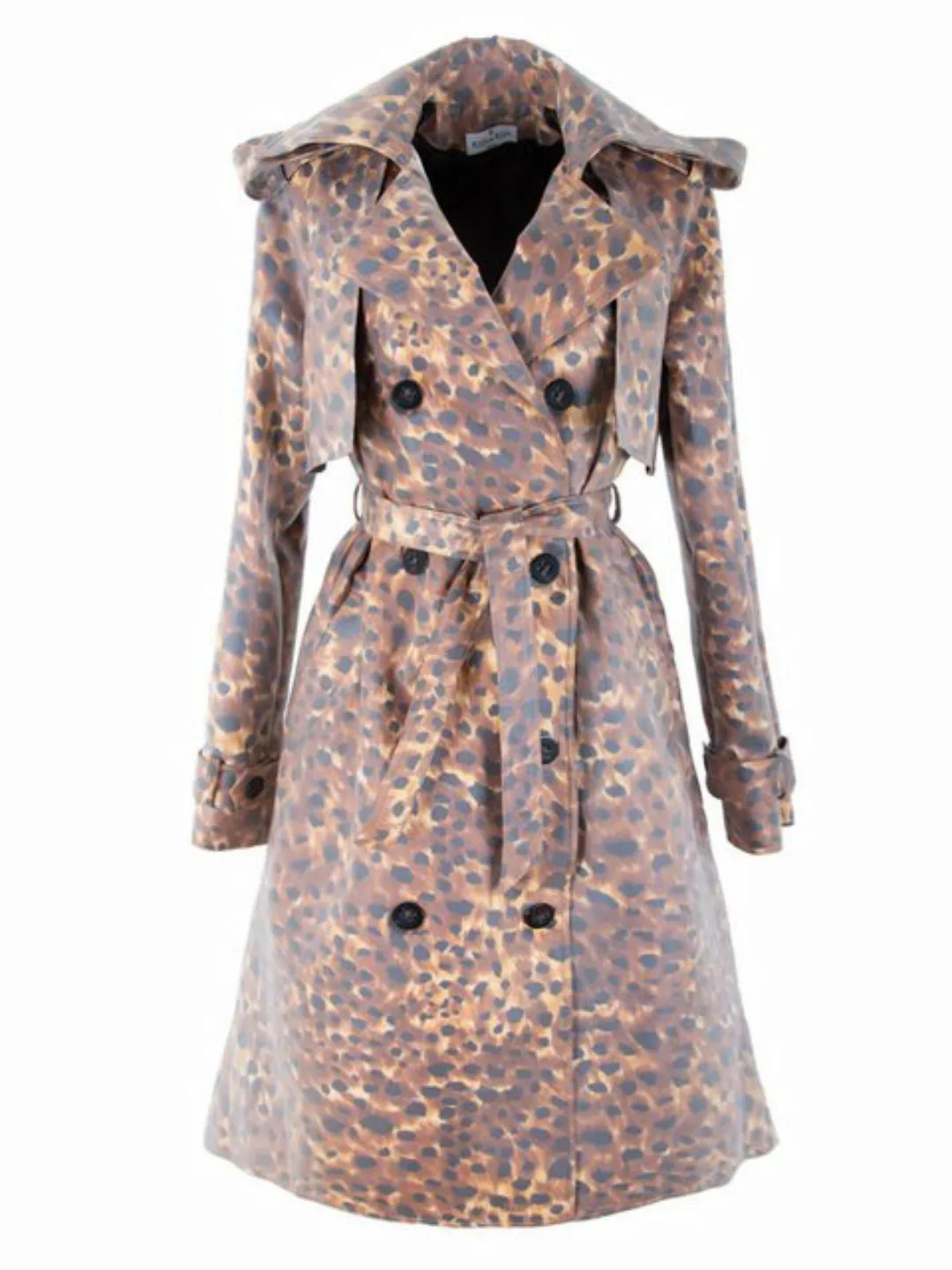 RUA & RUA Trenchcoat mit Leo-Print aus Beschichteter Baumwolle für Damen günstig online kaufen