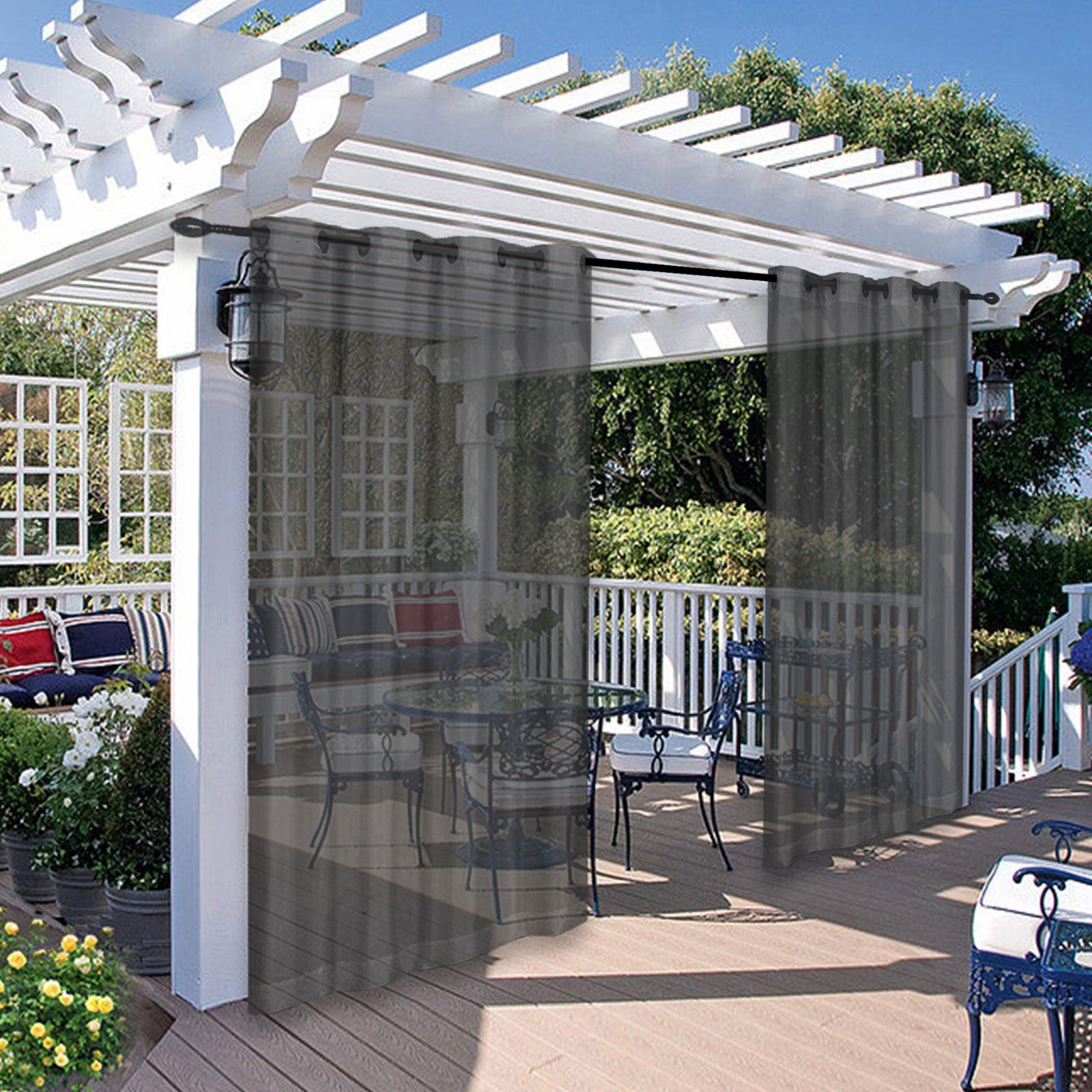 Jibenhome Outdoorgardine TerrassenGardine Ösen Outdoorvorhang Halftranspare günstig online kaufen