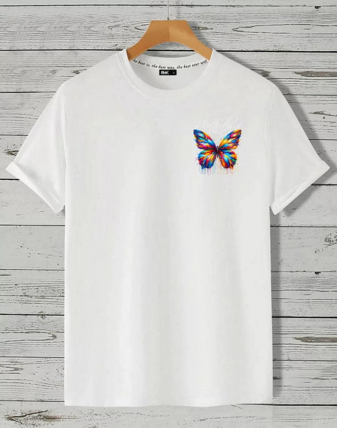 RMK T-Shirt Herren Shirt Basic Rundhals mit Butterfly Regenbogen Schmetterl günstig online kaufen