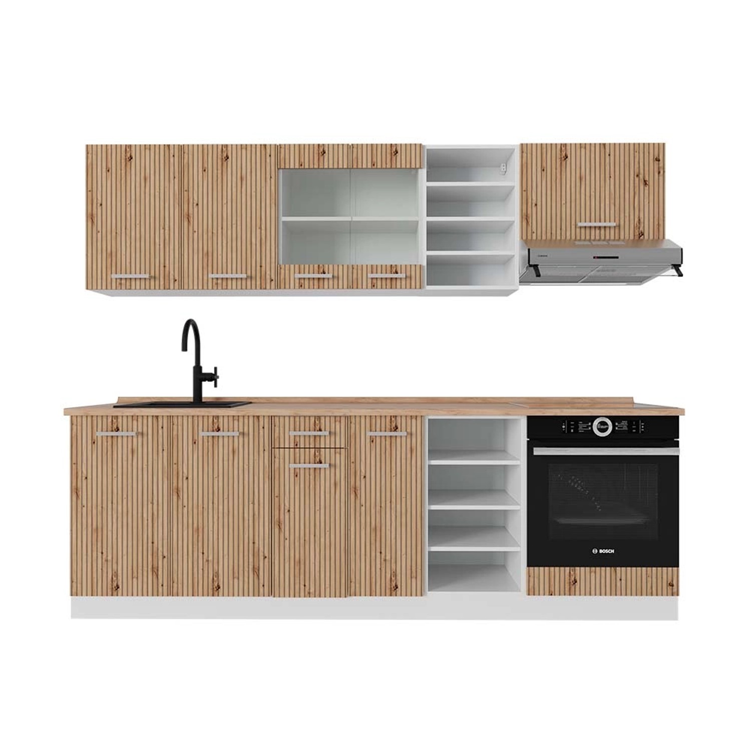 Vicco Winkelküche R-Line, Artisan Eiche/Weiß, 237 günstig online kaufen