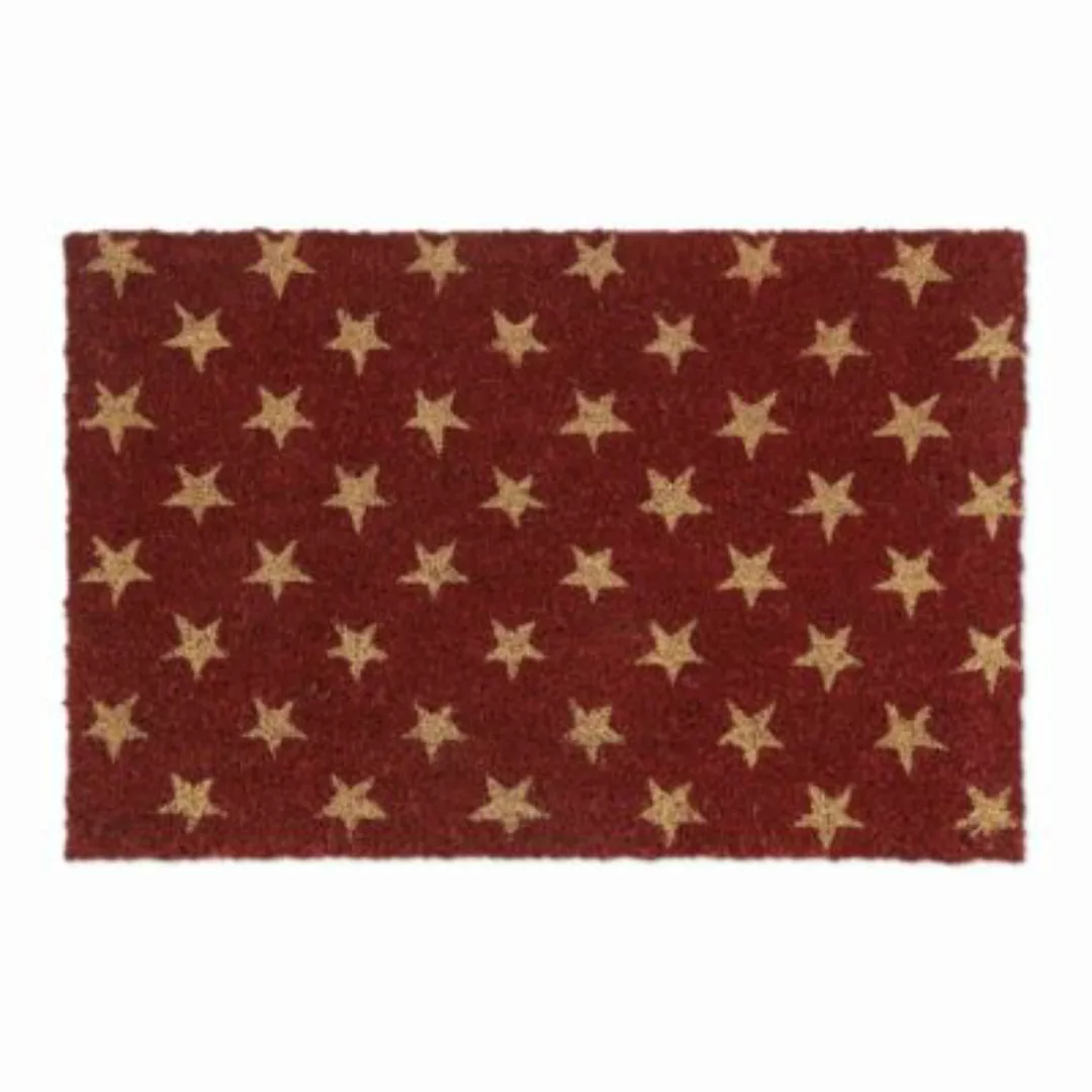 relaxdays Kokos Fußmatte mit Sternen rot/natur günstig online kaufen