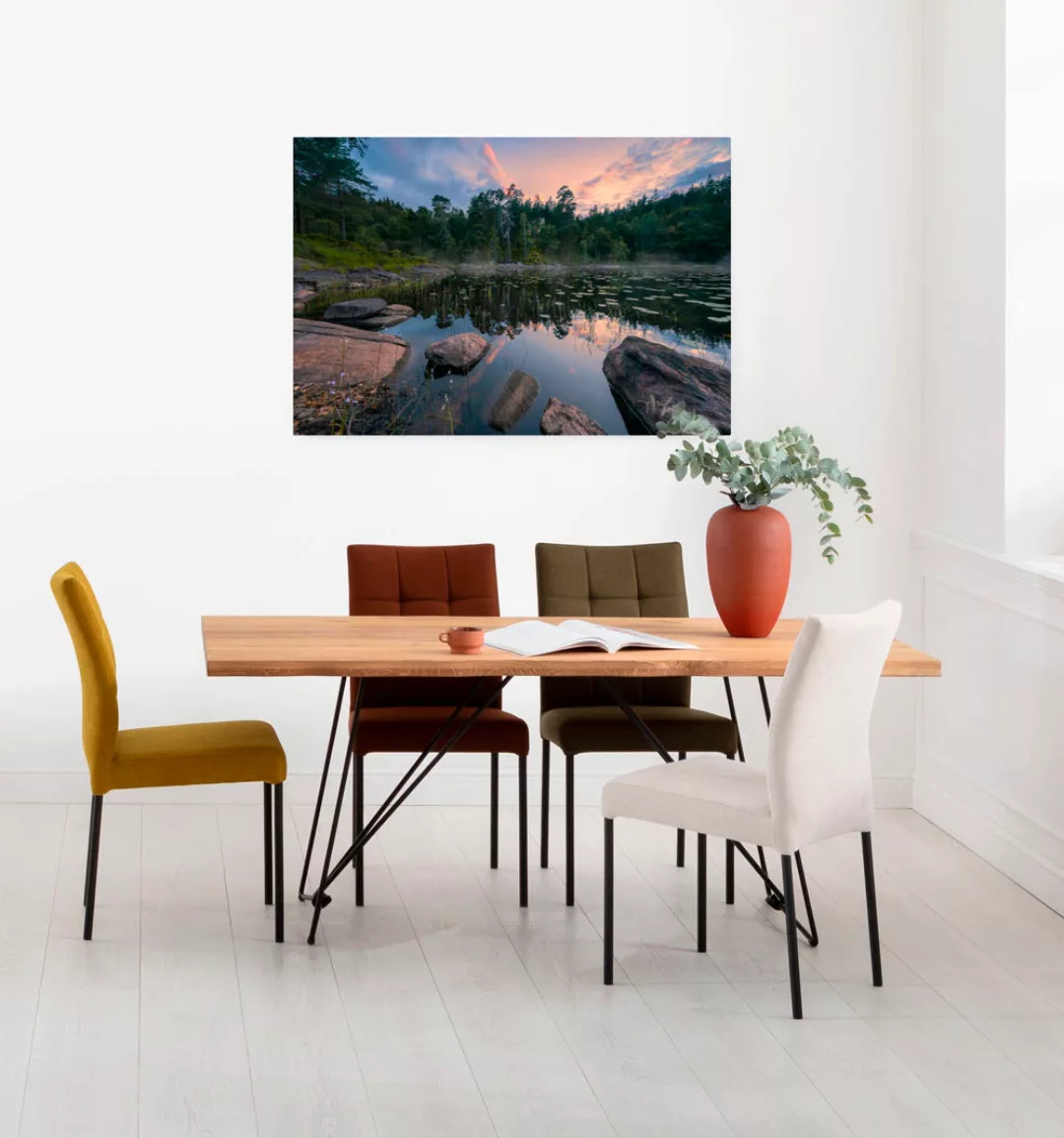 Komar Leinwandbild »Mystic Shores«, Baum-Blätter-Natur-Berge-Blumen-Foto-Ja günstig online kaufen