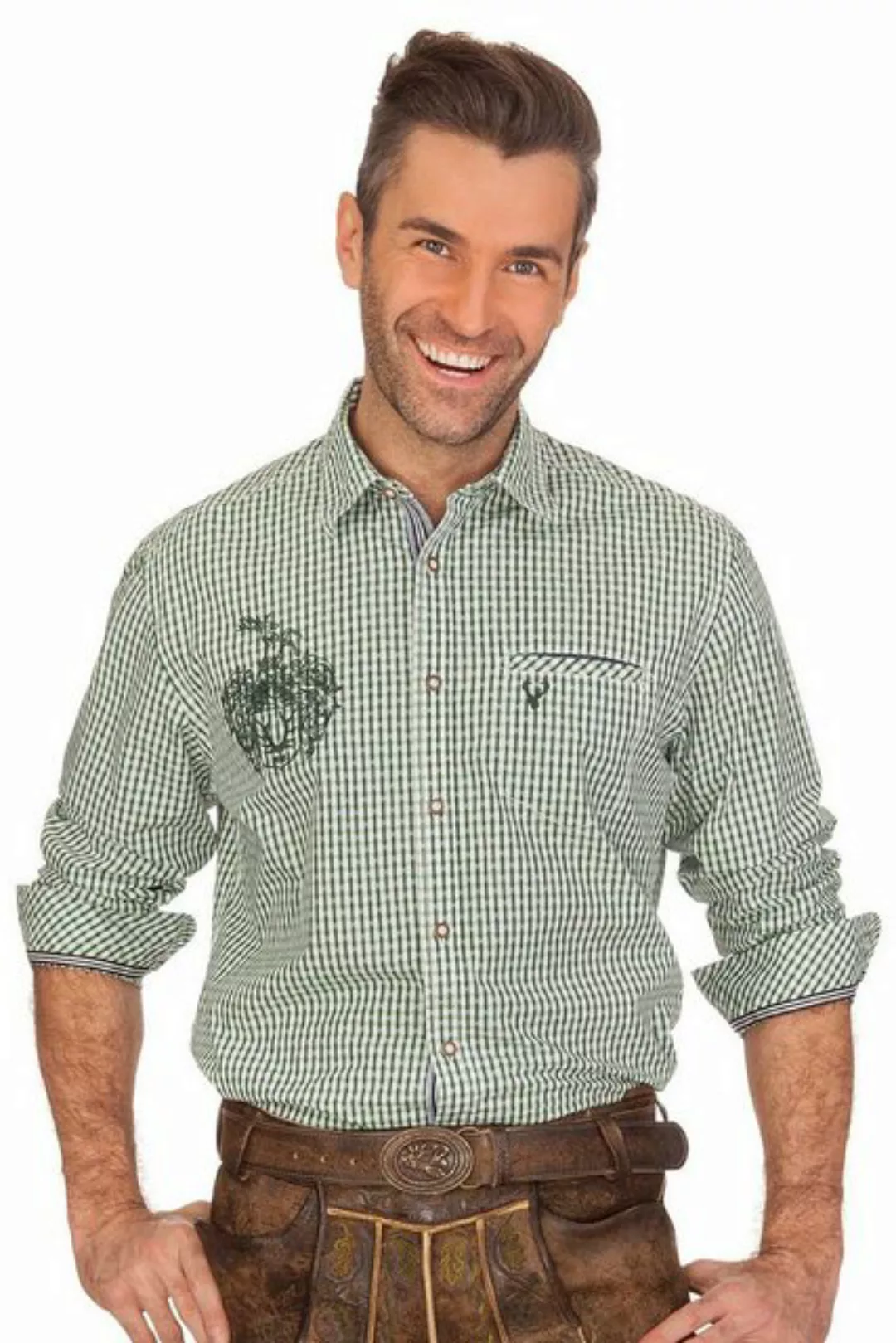 KRÜGER BUAM Trachtenhemd Trachtenhemd - FLORIAN - grün, rot günstig online kaufen