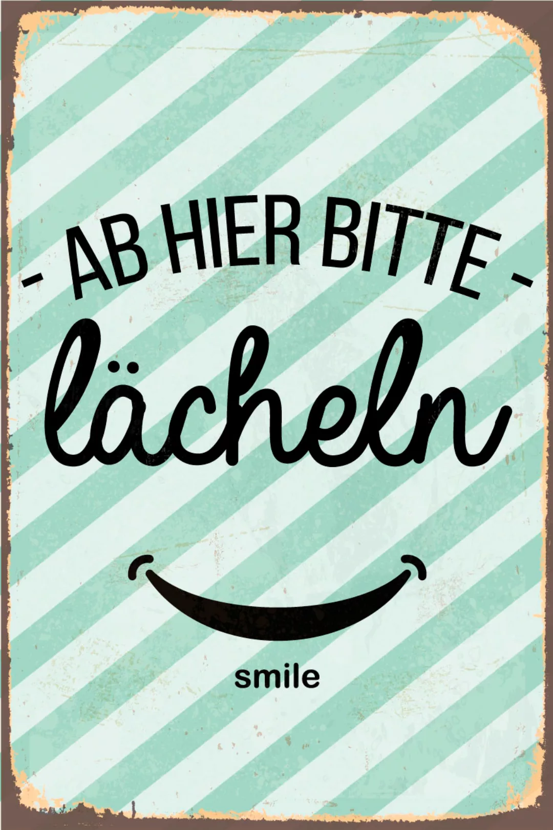 queence Metallbild "Lächeln", Schriftzüge, (1 St.), Stahlschilder günstig online kaufen