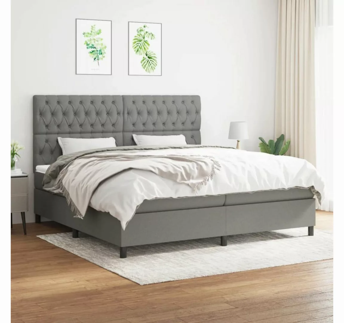 furnicato Bett Boxspringbett mit Matratze Dunkelgrau 200x200 cm Stoff günstig online kaufen