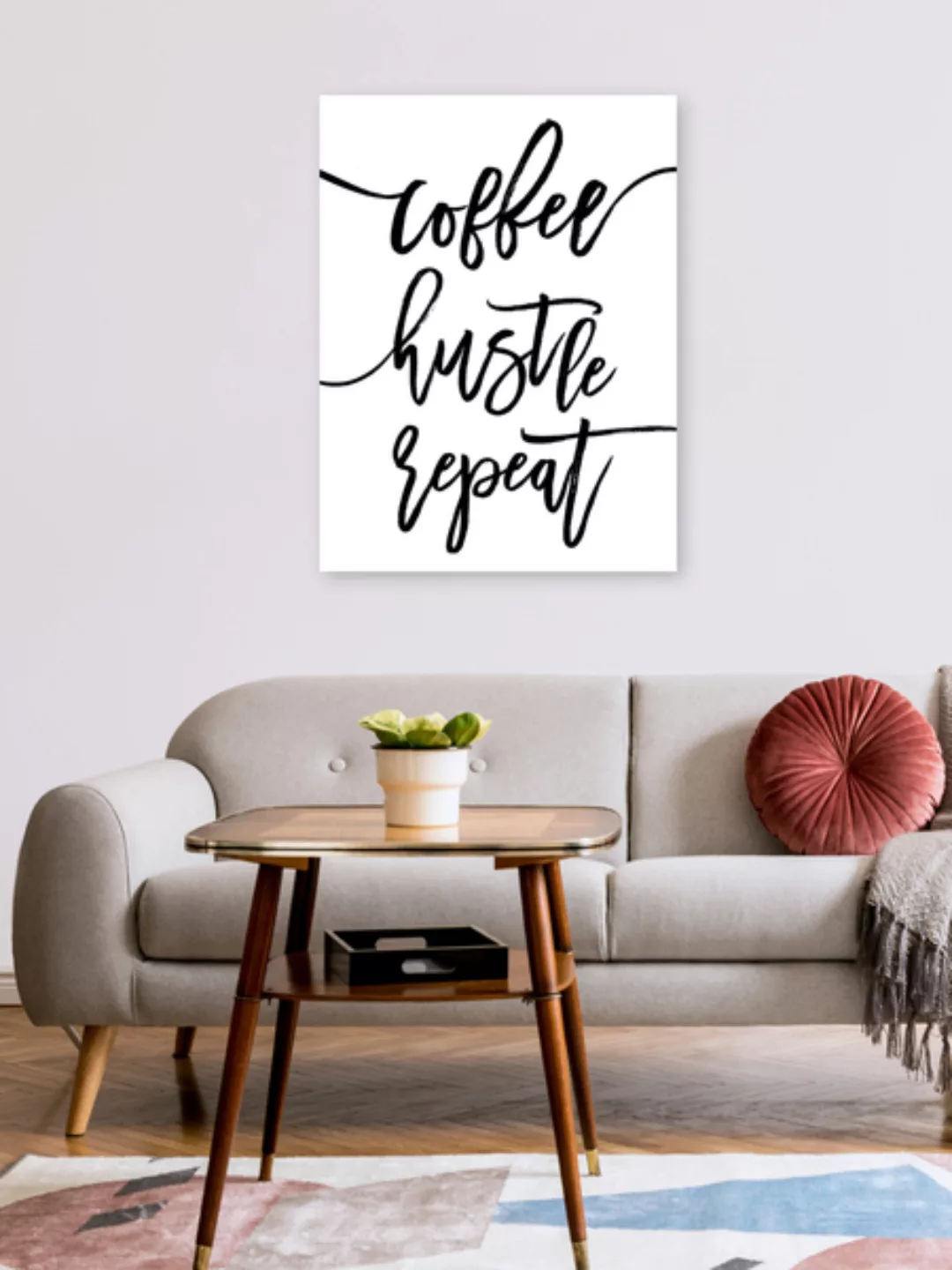 Poster / Leinwandbild - Coffee Hustle Repeat günstig online kaufen