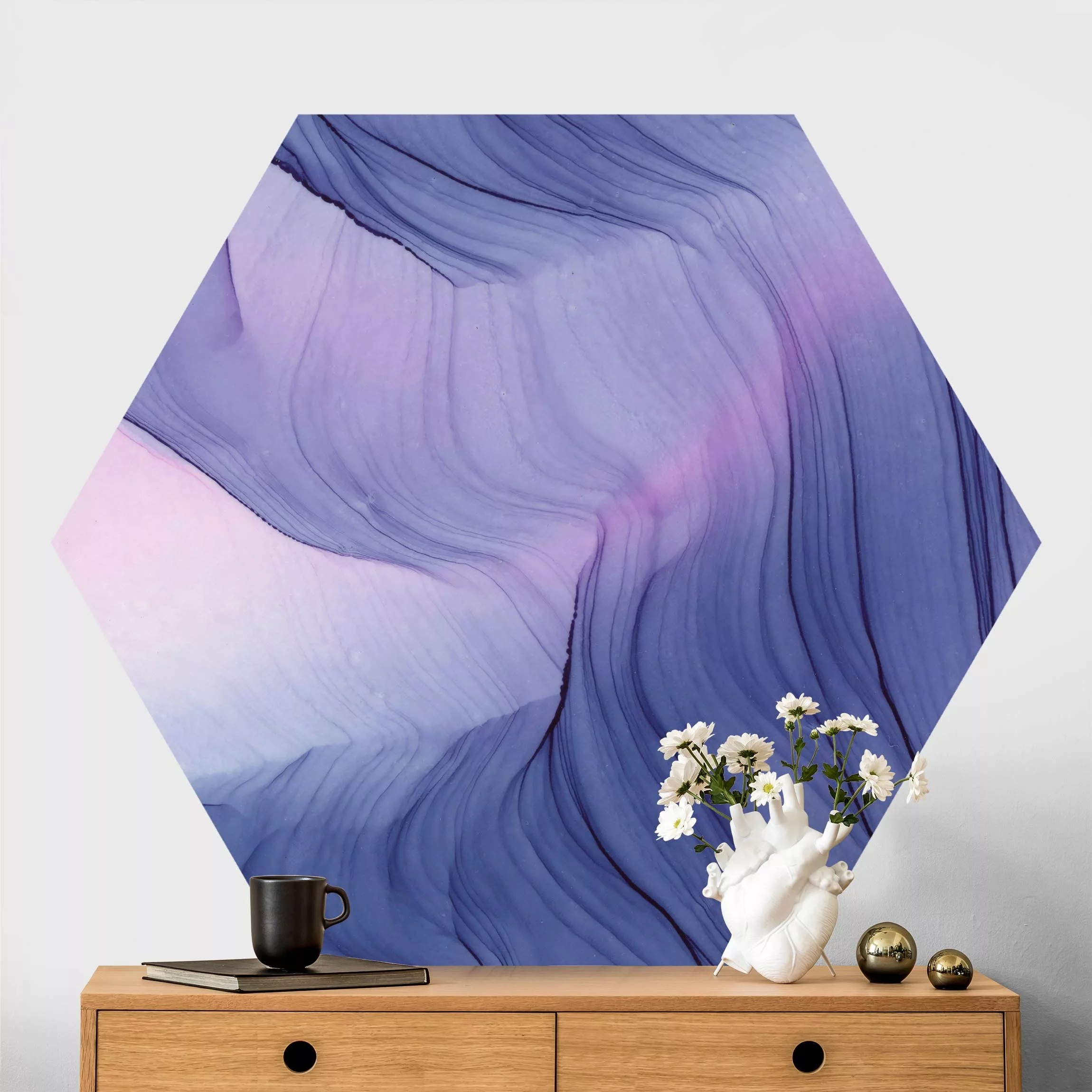 Hexagon Fototapete selbstklebend Meliertes Violett günstig online kaufen
