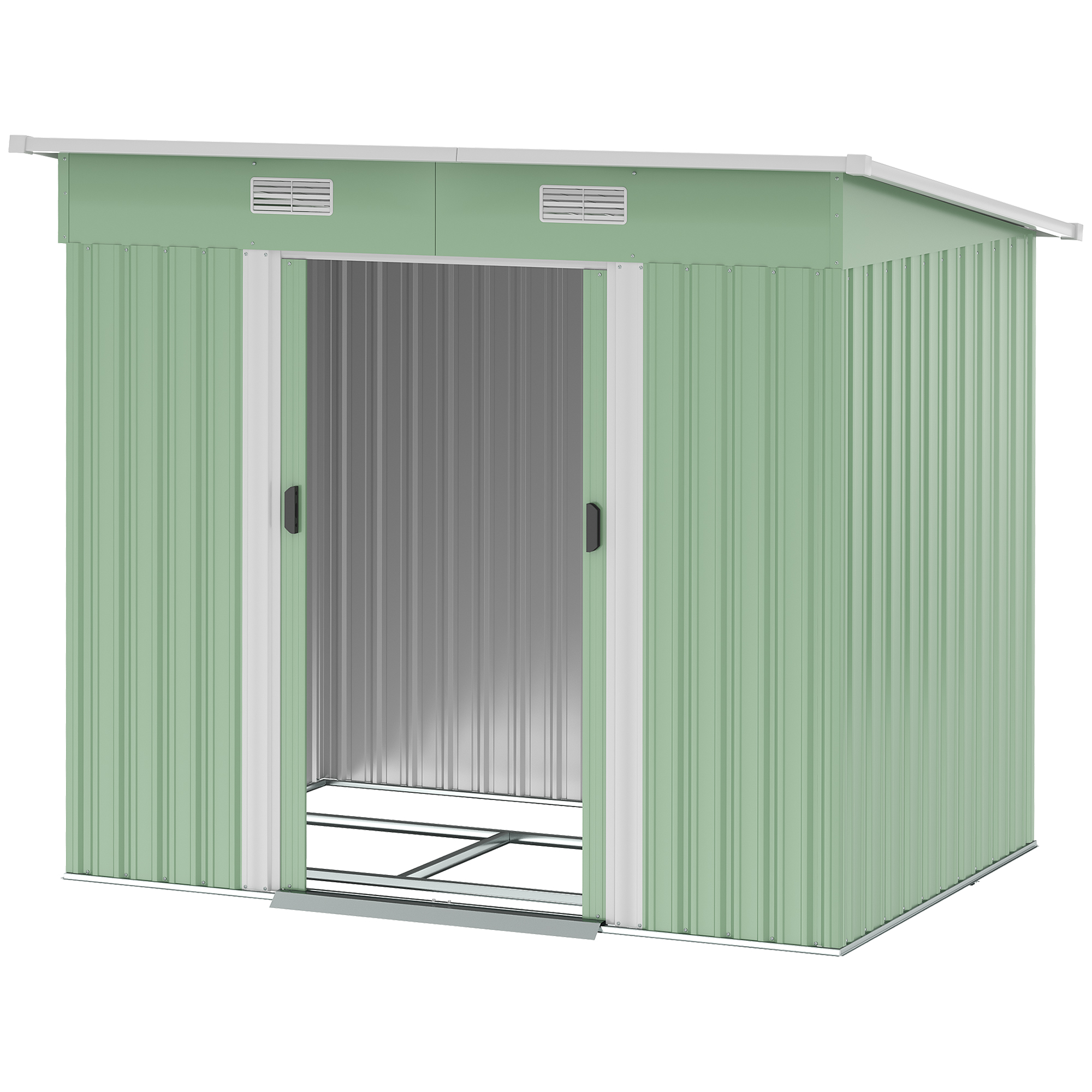 Outsunny Gerätehaus Metall 2,3 m² 207 x 130 x 182 cm Geräteschuppen mit Pul günstig online kaufen