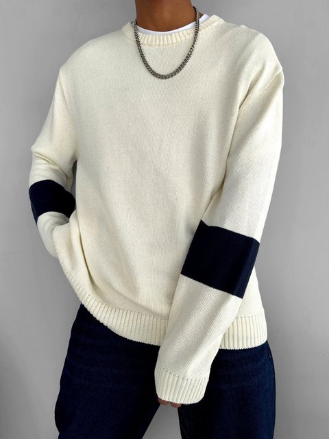 Abluka Sweatshirt Strickpullover mit Rundhalsausschnitt Oversize Knit Jumpe günstig online kaufen