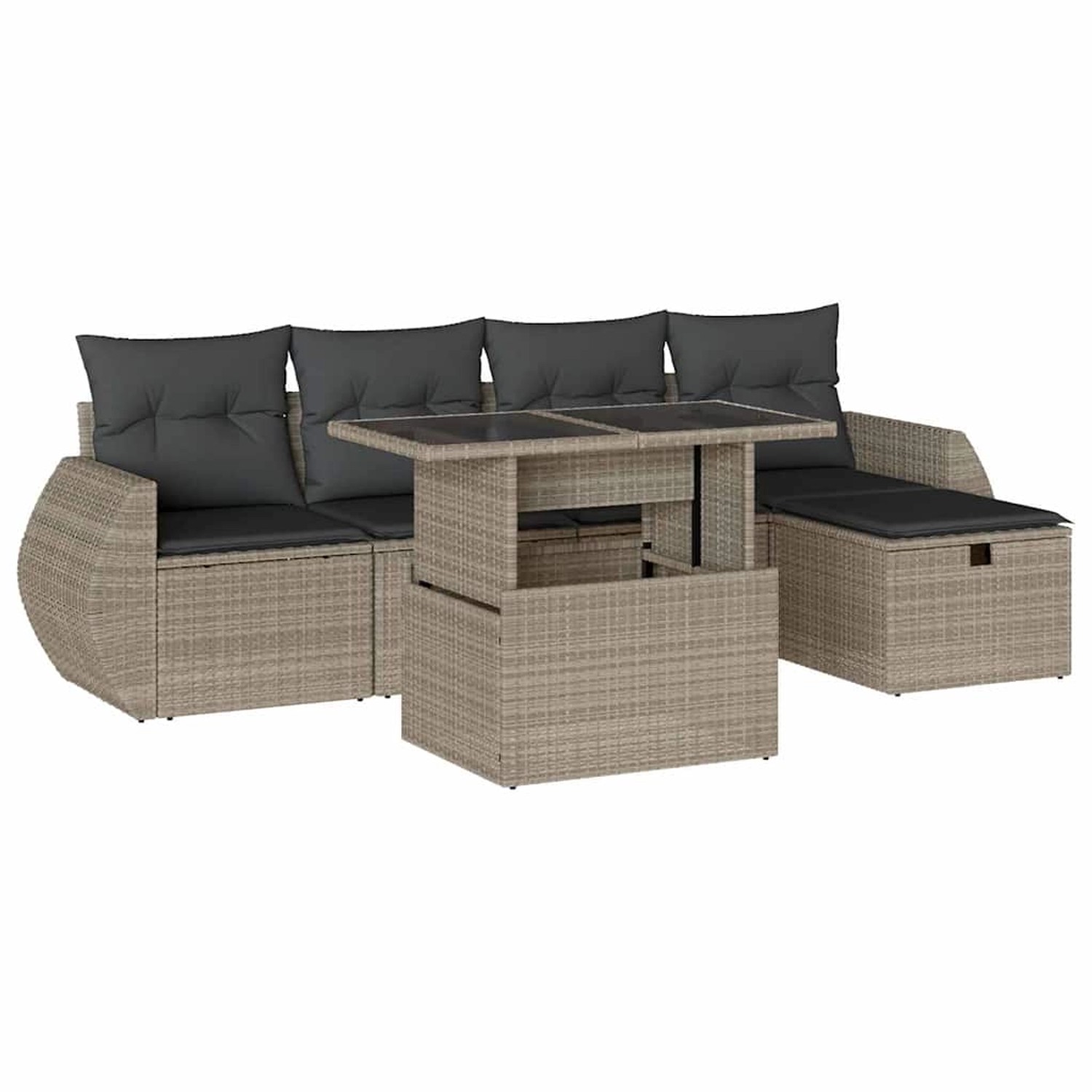 vidaXL 6-Tlg Garten-Sofagarnitur mit Kissen Hellgrau Poly Rattan 3275132 günstig online kaufen