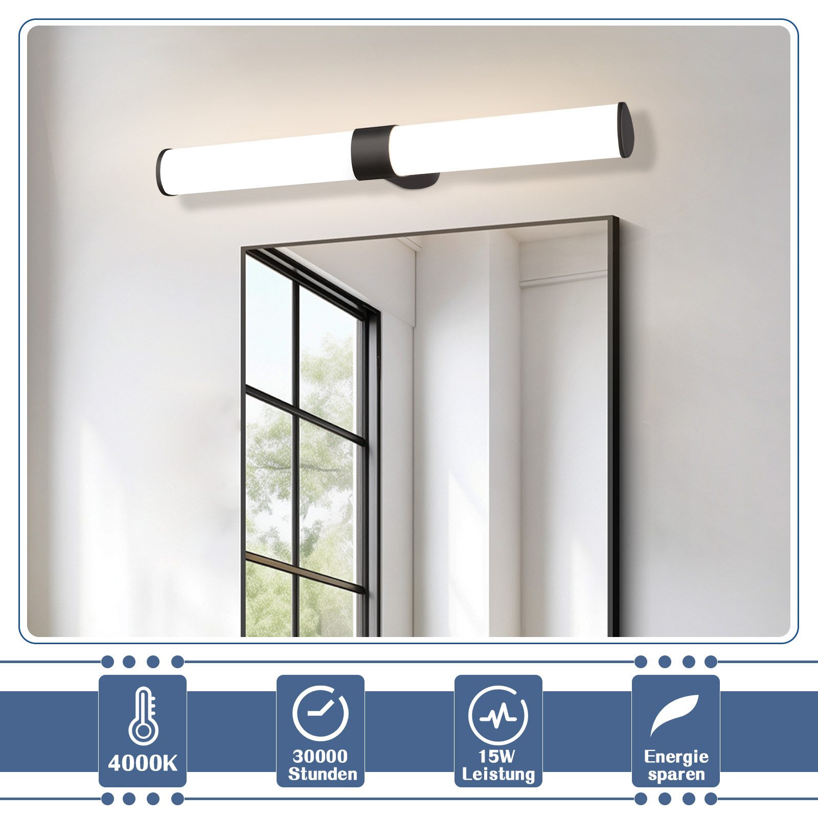 Nettlife LED Spiegelleuchte Badezimmer Schwarz Spiegellampe günstig online kaufen