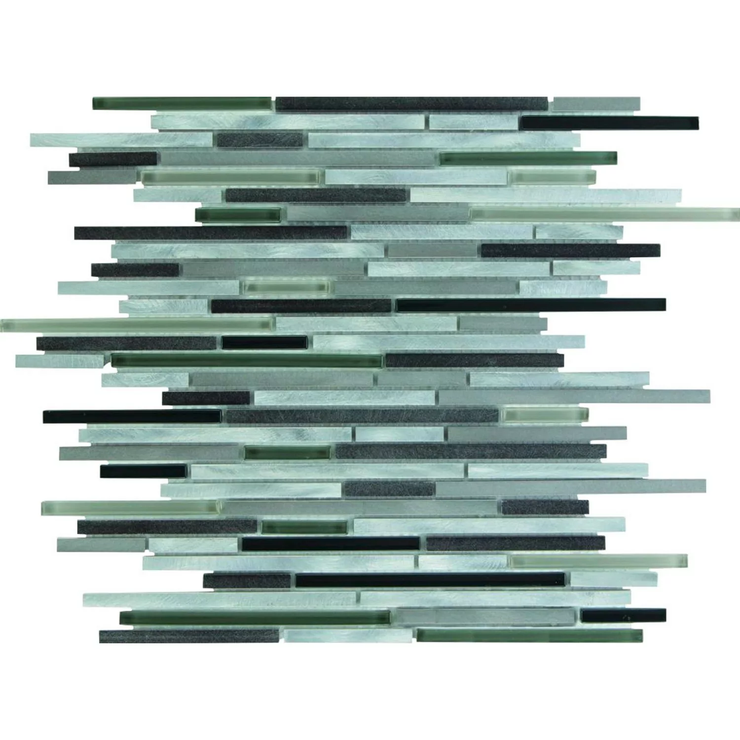 Mosaikmatte Glas Aluminium Black Grey 30 cm x30 cm günstig online kaufen