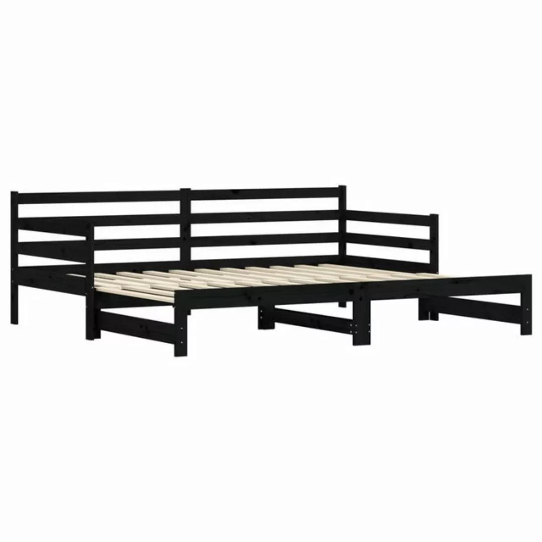 vidaXL Gästebett Gästebett Tagesbett Ausziehbar Schwarz 80x200 cm Massivhol günstig online kaufen