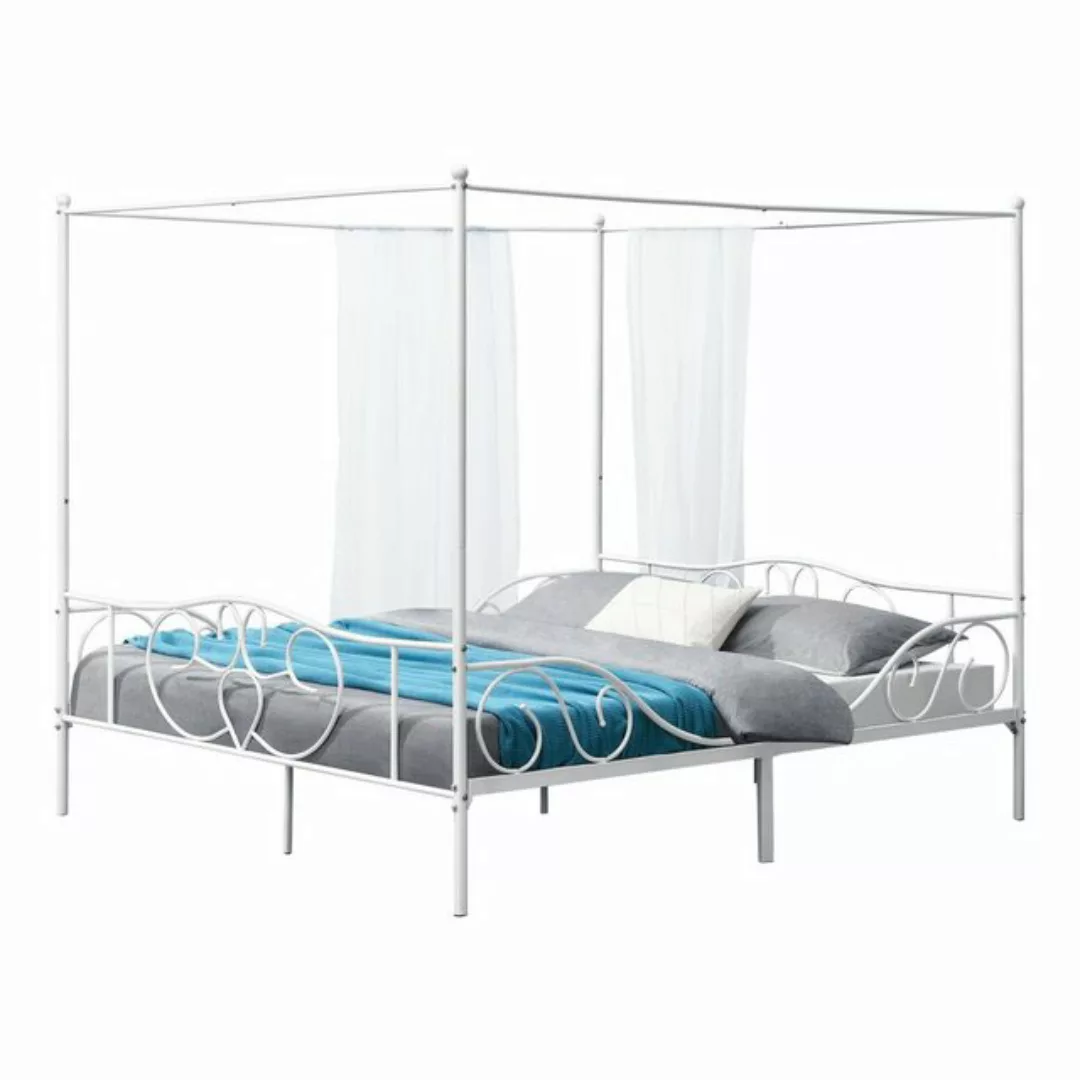 en.casa Himmelbett, »Finström« Metallbett Doppelbett 180x200cm Weiß günstig online kaufen