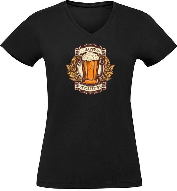 MyDesign24 T-Shirt Damen Oktoberfest T-Shirt - Happy Oktoberfest V-Ausschni günstig online kaufen