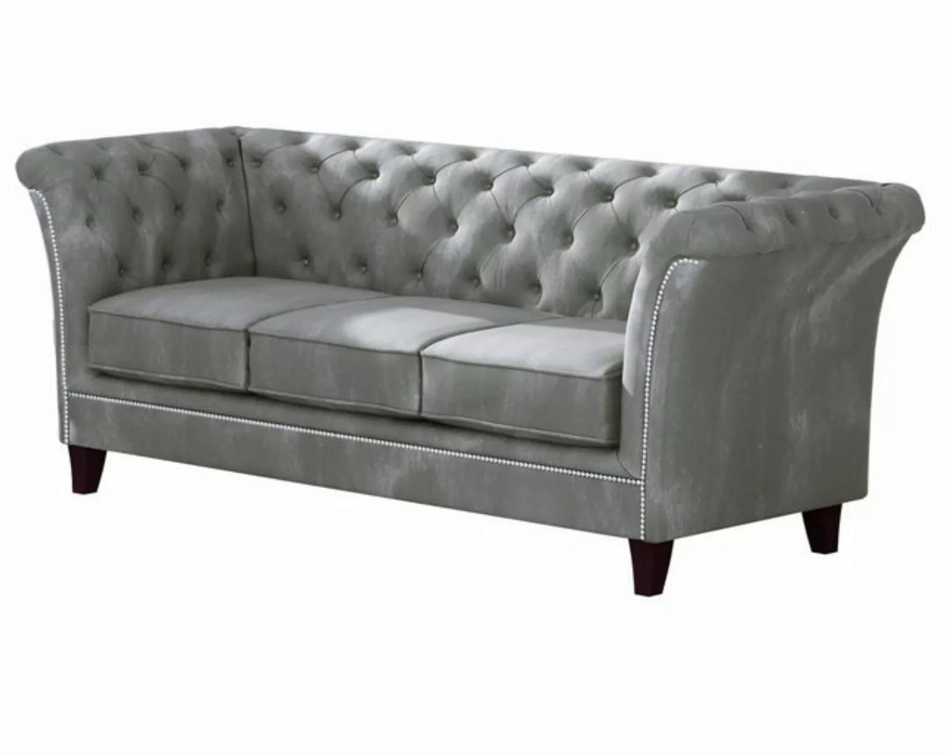 S-Style Möbel Chesterfield-Sofa 3-Sitzer Rainsburg aus Samt-Stoff mit Holzf günstig online kaufen