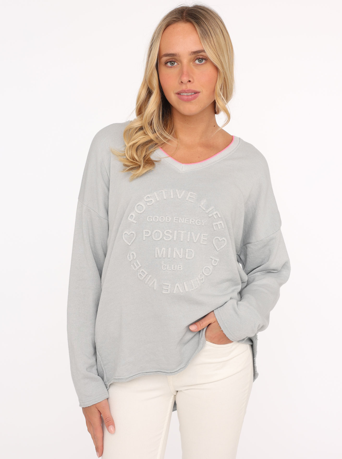 Zwillingsherz Sweatshirt "Positive Mind", mit Kontrastnaht in Neonfarbe günstig online kaufen