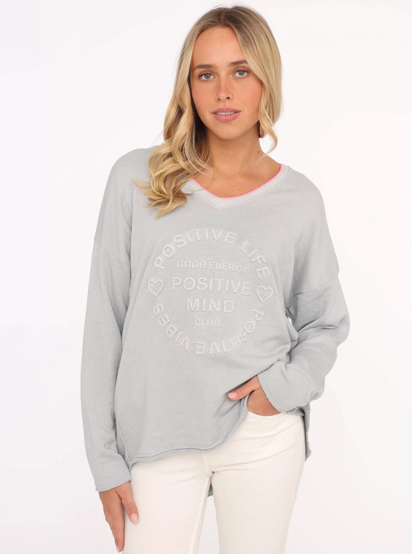 Zwillingsherz Sweatshirt "Positive Mind", mit Kontrastnaht in Neonfarbe günstig online kaufen