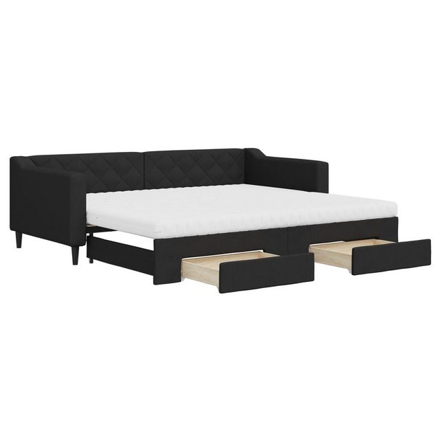 vidaXL Bett Tagesbett Ausziehbar mit Schubladen Schwarz 90x200 cm Stoff günstig online kaufen
