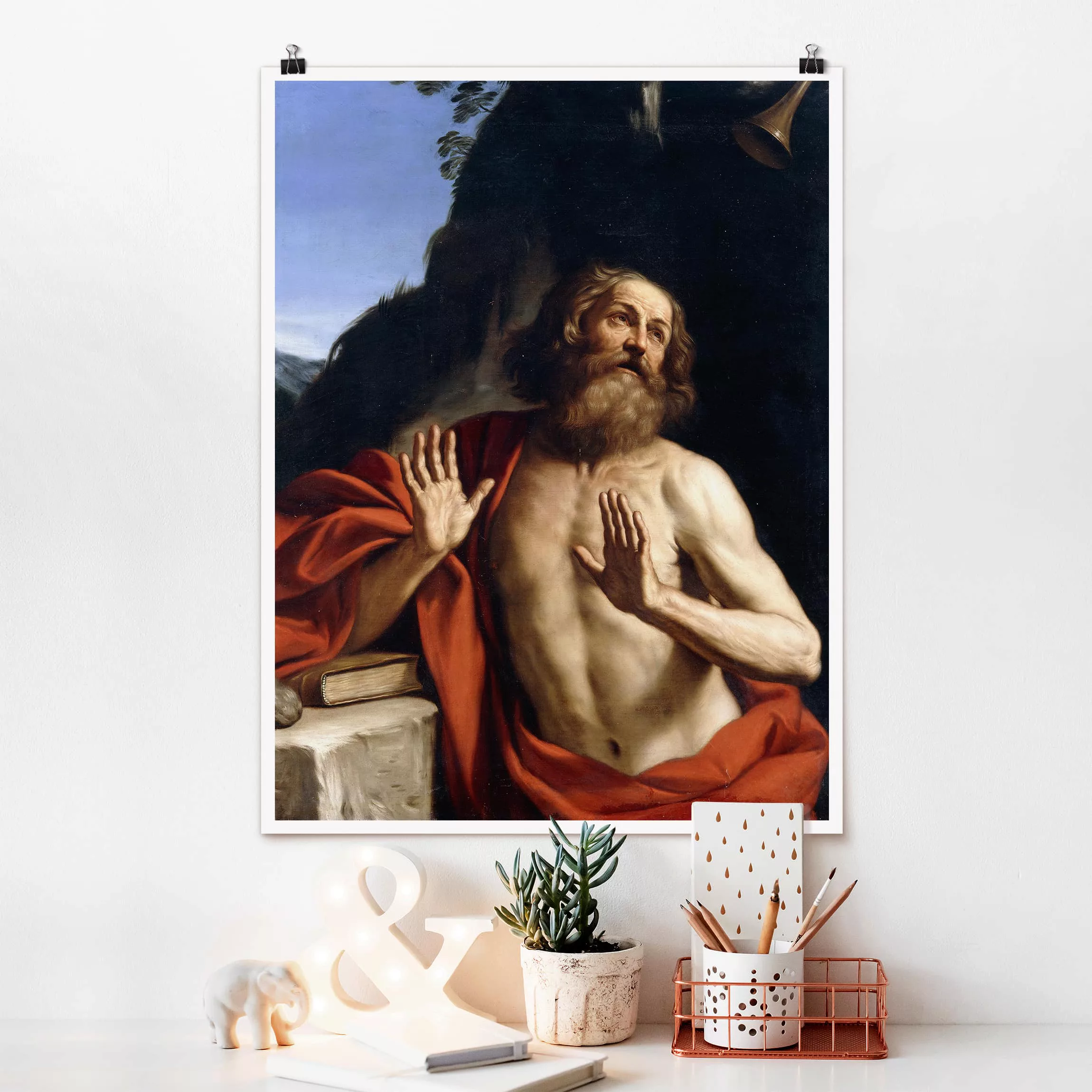 Poster Kunstdruck - Hochformat Guercino - Der heilige Hieronymus günstig online kaufen