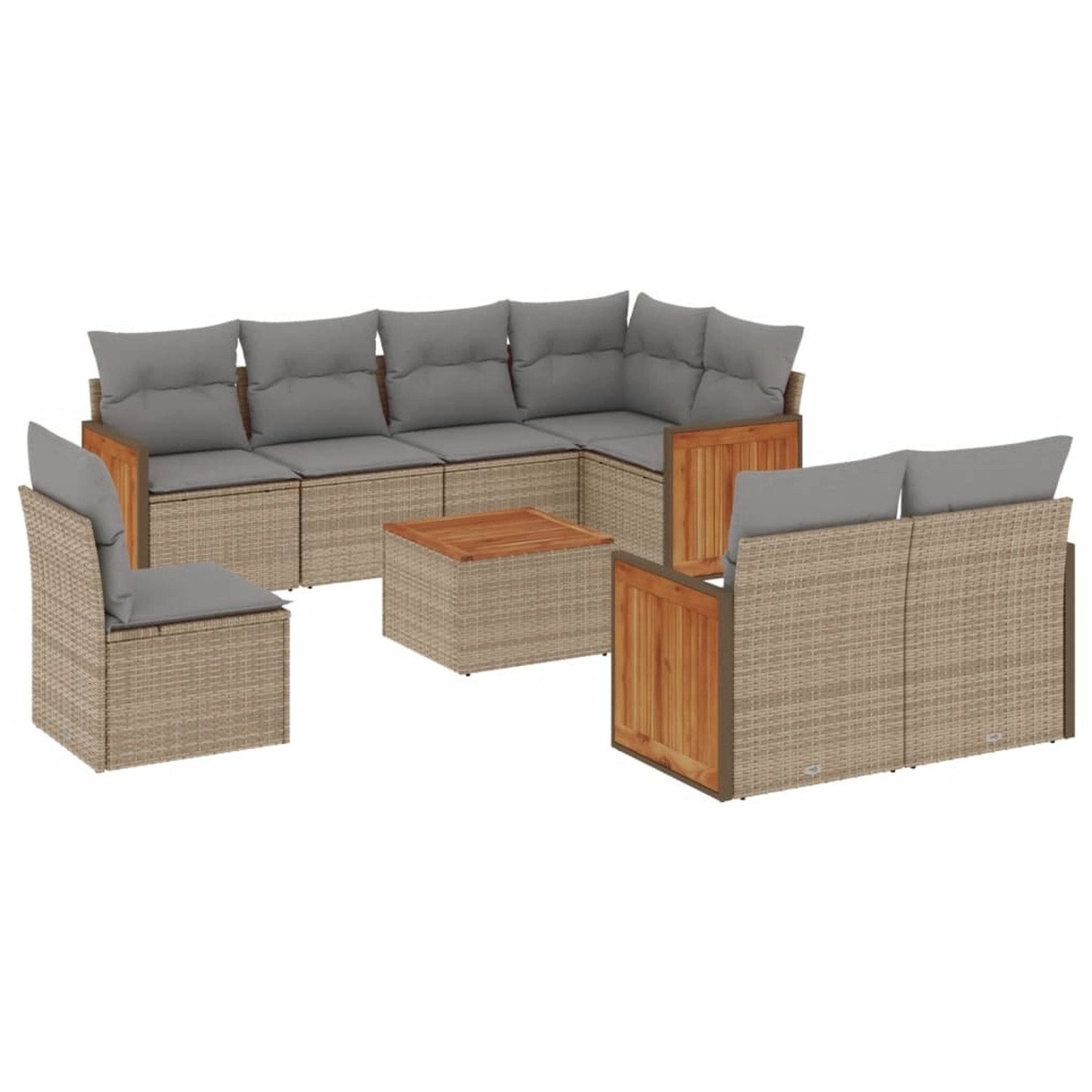 vidaXL 9-Tlg Garten-Sofagarnitur mit Kissen Beige Poly Rattan 3227851 günstig online kaufen