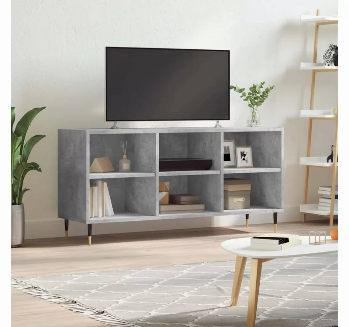 furnicato TV-Schrank Betongrau 103,5x30x50 cm Holzwerkstoff günstig online kaufen