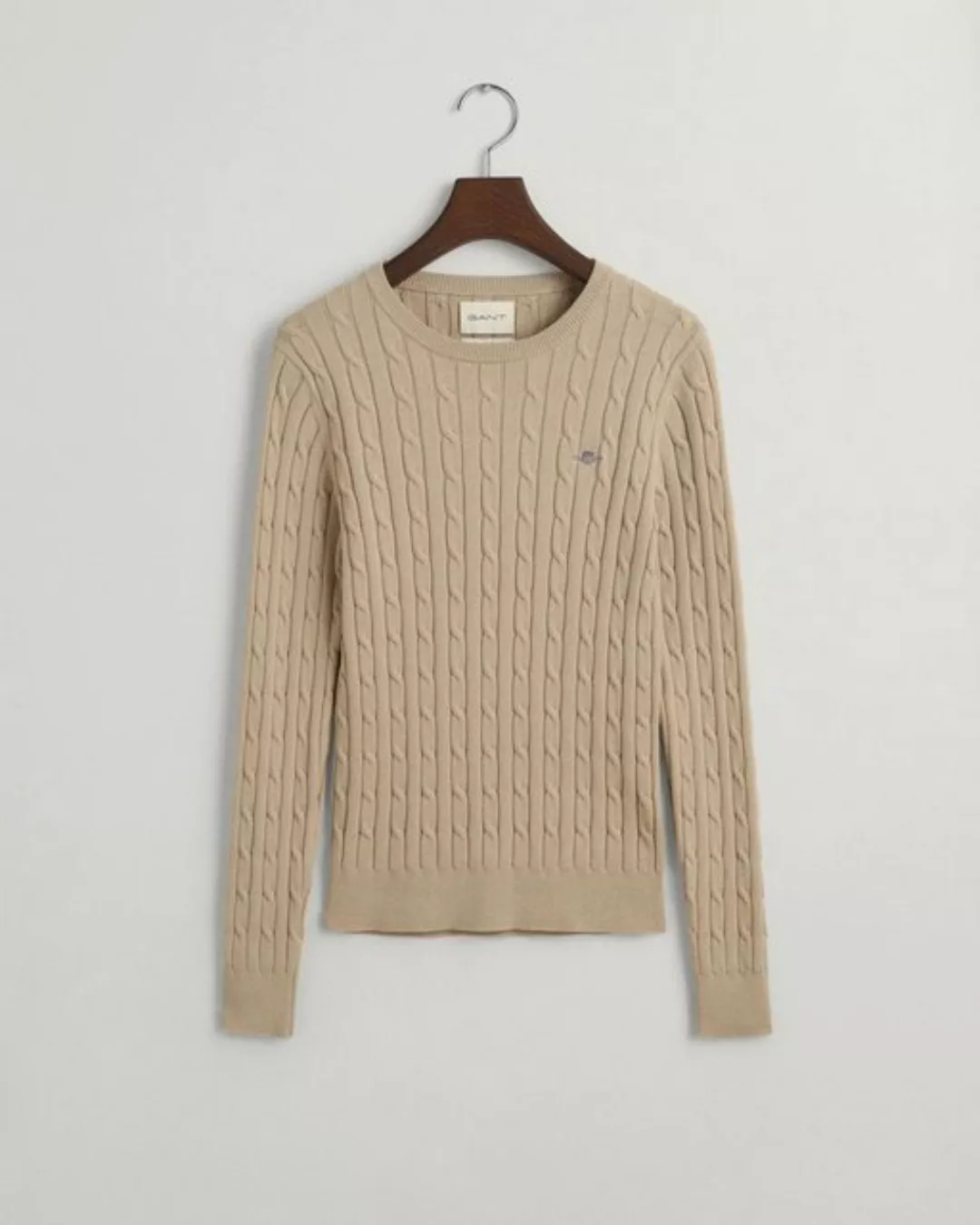 Gant Sweatshirt STRETCH COTTON CABLE C-NECK, DRY SAND günstig online kaufen