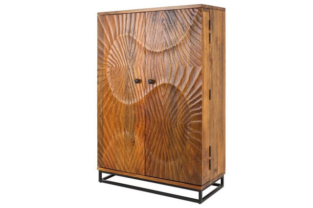 Licht-Erlebnisse Barschrank LORIEN Mangoholz Metall 95 x 141 cm Handarbeit günstig online kaufen