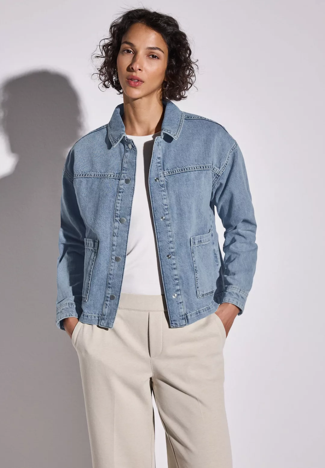 STREET ONE Jeansjacke, ohne Kapuze, aus softem Materialmix günstig online kaufen