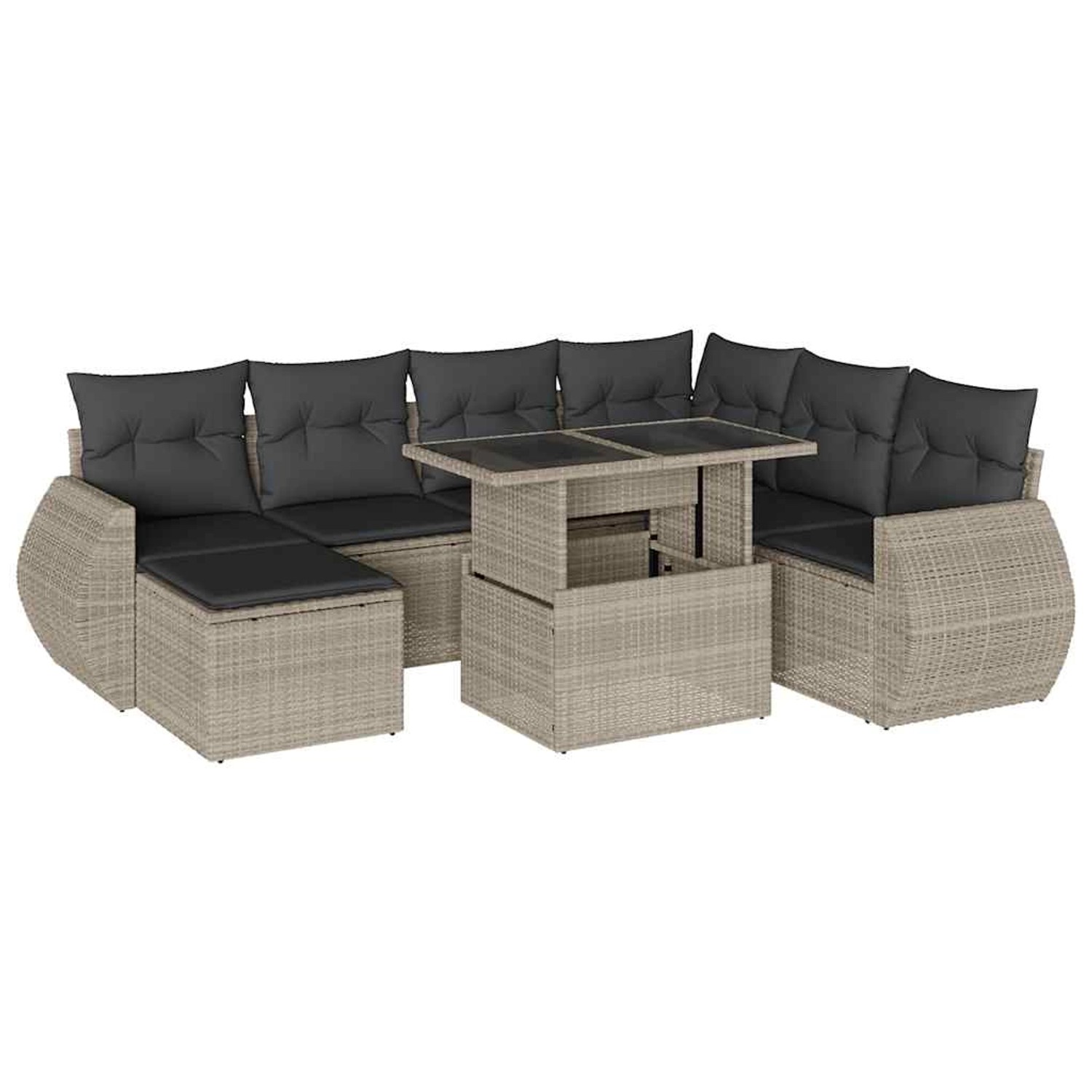 vidaXL 8-Tlg Garten-Sofagarnitur mit Kissen Hellgrau Poly Rattan 3268702 günstig online kaufen