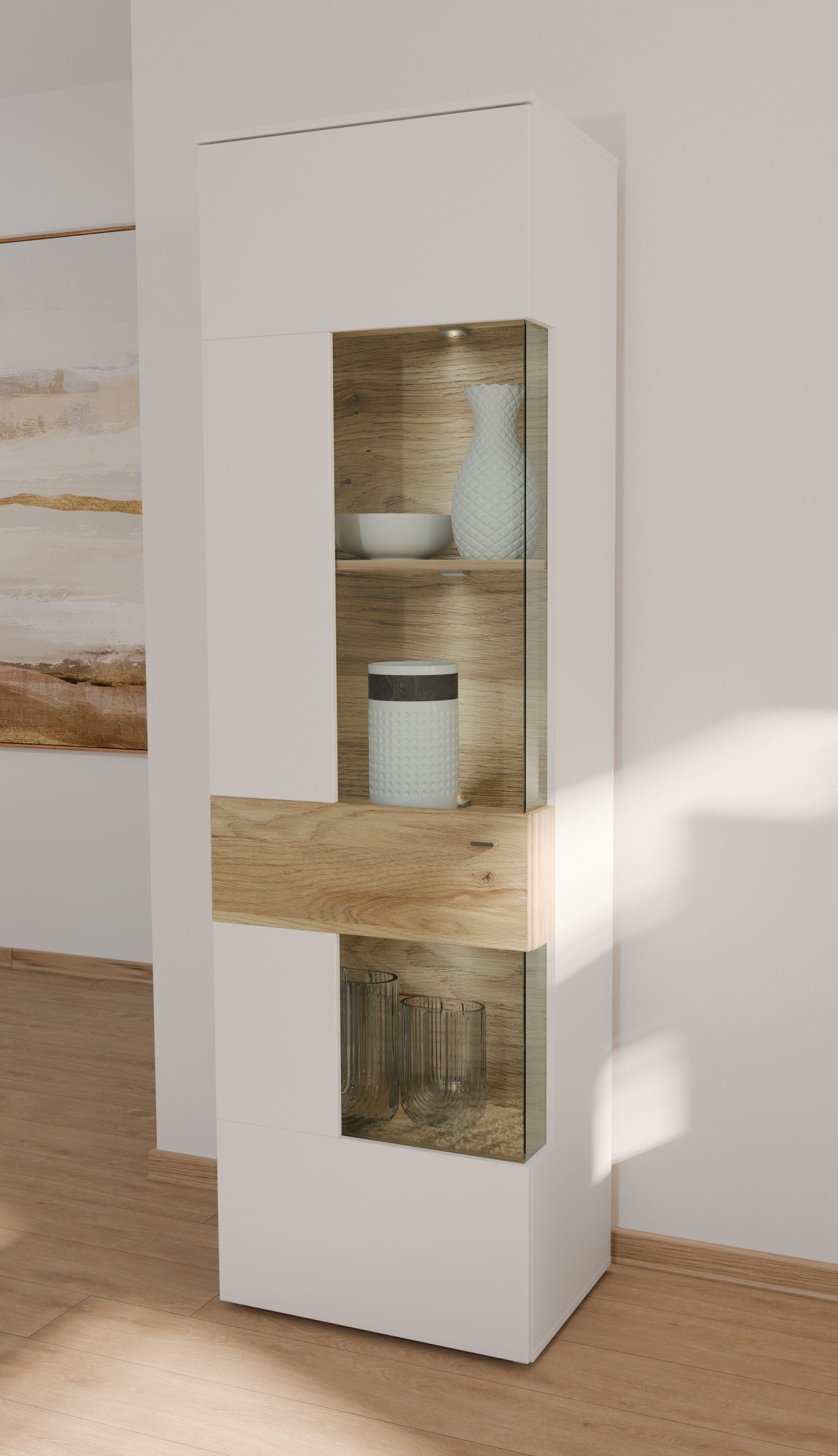 FORTE Vitrine "Como", Vitrine, Glastüre, LED Beleuchtung, Soft Close Linksa günstig online kaufen