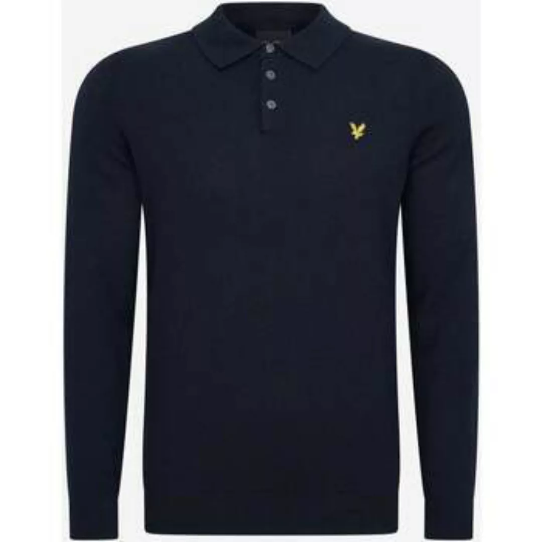 Lyle & Scott  Poloshirt Langärmliges Strick-Poloshirt – Dunkelblau günstig online kaufen