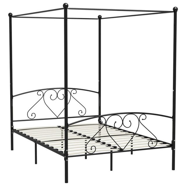 furnicato Bettgestell Himmelbett-Gestell Schwarz Metall 160 x 200 cm (1-tlg günstig online kaufen