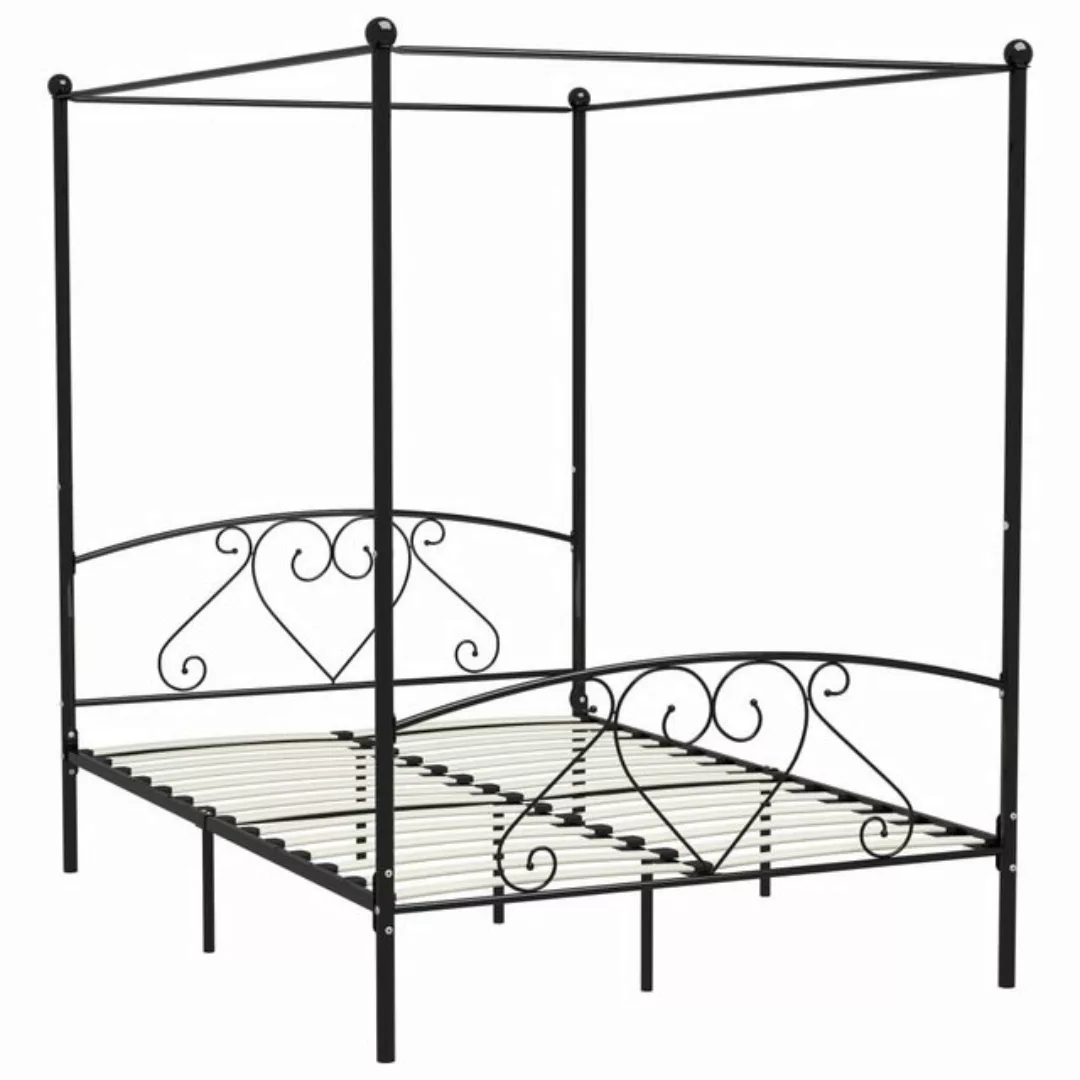 furnicato Bettgestell Himmelbett-Gestell Schwarz Metall 140 x 200 cm (1-tlg günstig online kaufen